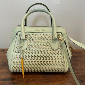 Cromia Mint Green Perforated Textured Leather Top Handle Crossbody Bag